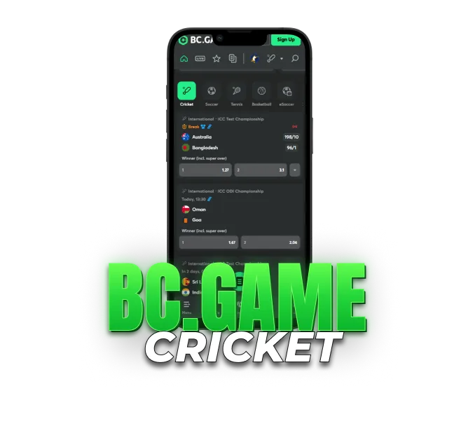 cricket betting on mobile with cricket matches and betting markets.
